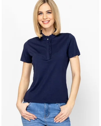 Tricou din amestec de modal cu model uni Marrias, Bleumarin