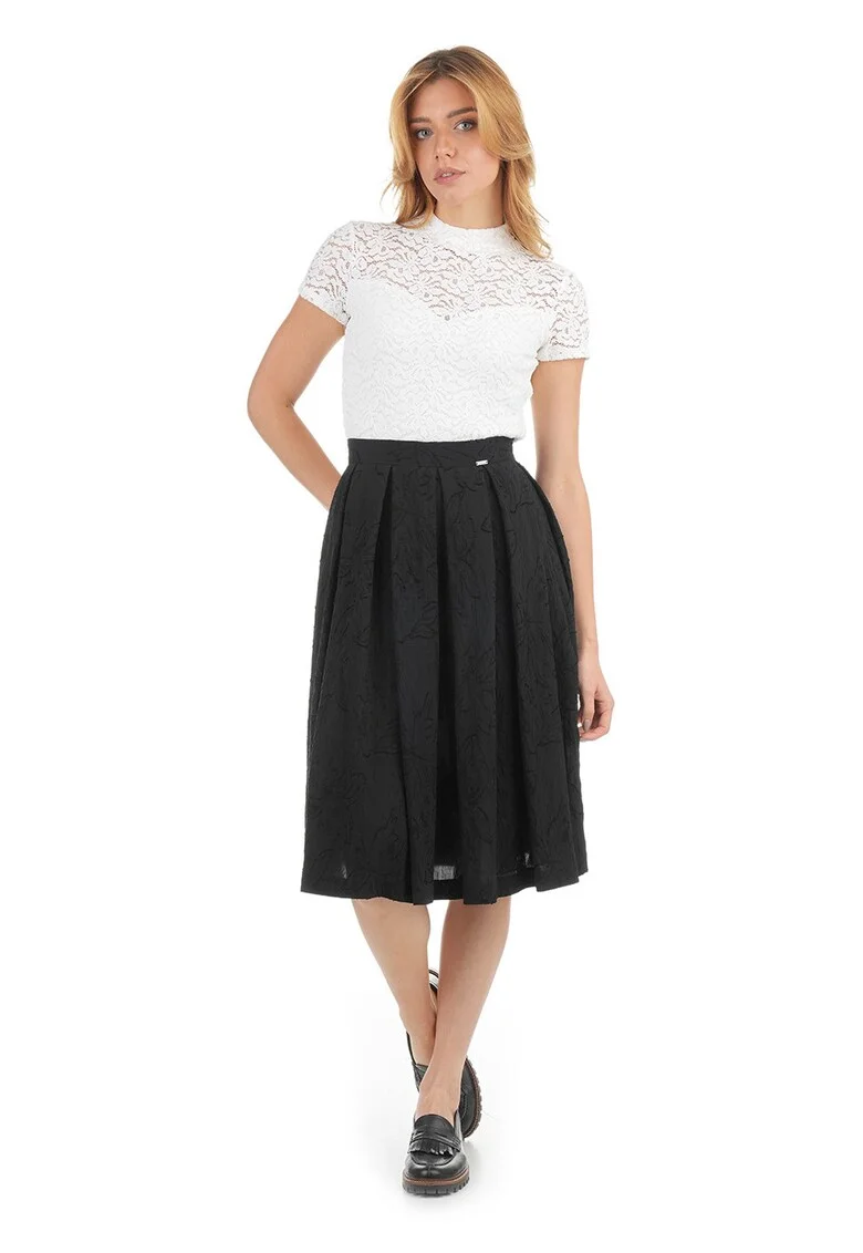 Fusta din jacquard cu pliuri inversate