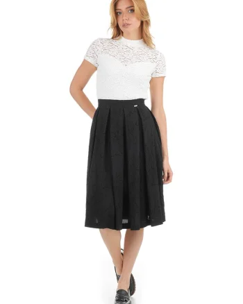 Fusta din jacquard cu pliuri inversate