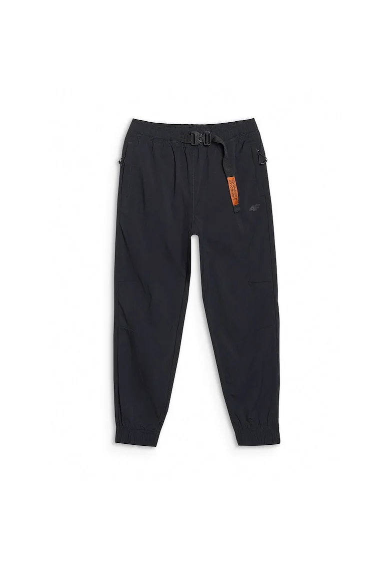 Pantaloni sport  pentru baieti, negri, stil sportiv, textil
