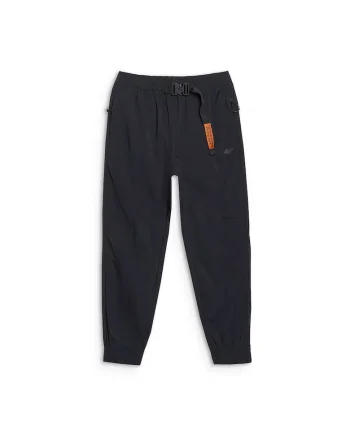 Pantaloni sport  pentru baieti, negri, stil sportiv, textil