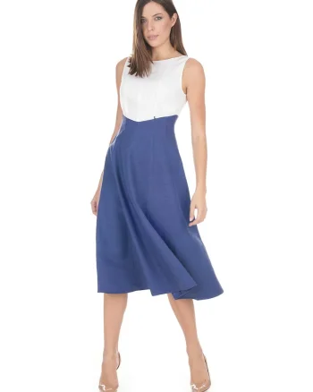Rochie evazata fara maneci din amestec de in