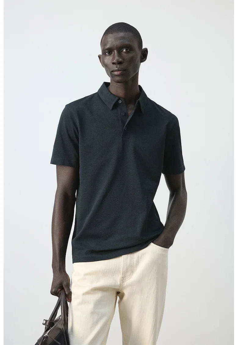 Tricou polo slim fit cu model pique, Albastru ultramarin