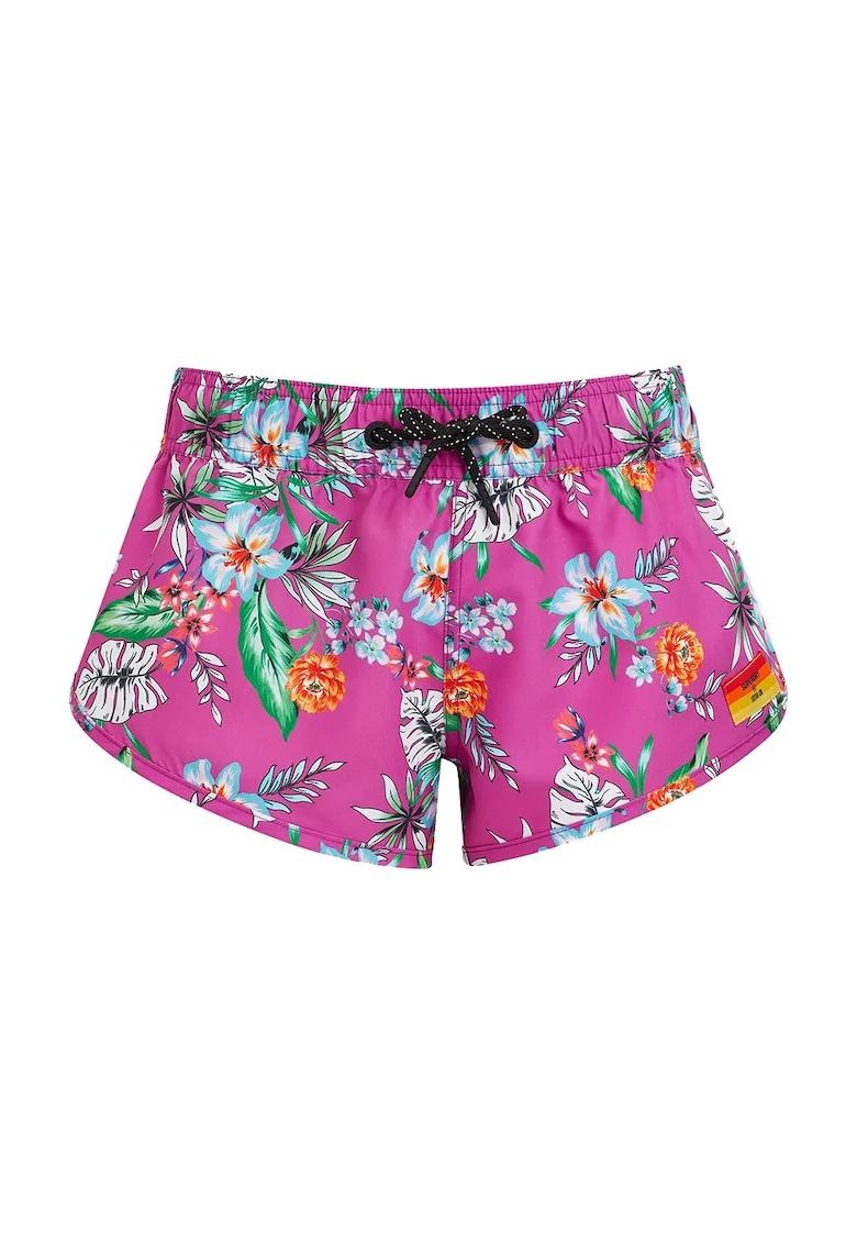 Costum de baie femei Superdry Surf, roz, cu imprimeu floral