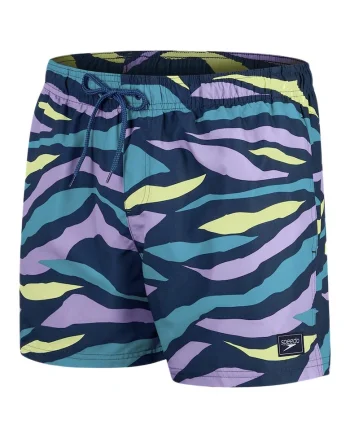 Pantaloni scurti de apa  pentru barbati, cu imprimeu, 14", poliester, multicolor