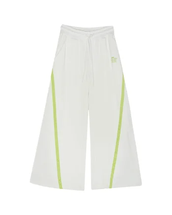 Salopeta sport dama  paisley, talie inalta, croi larg, alb, bumbac