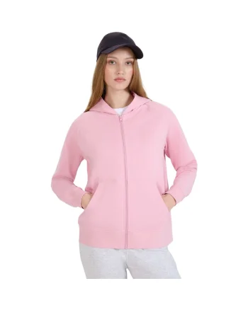 Hanorac sport dama 4F F1763 roz deschis, bumbac, cu gluga, 2 buzunare