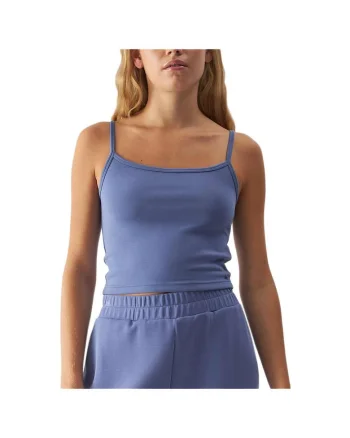 Maiou sport dama  slim, bretele subtiri, albastru, poliester-modal-elastan,