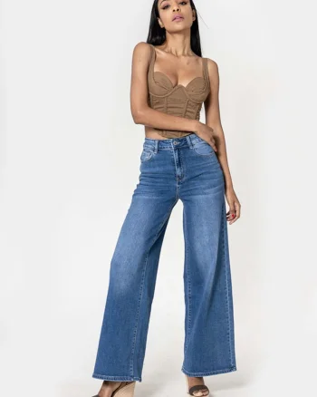 Blugi dama wide leg  Albastru YY300-1 M10 19623, Albastru