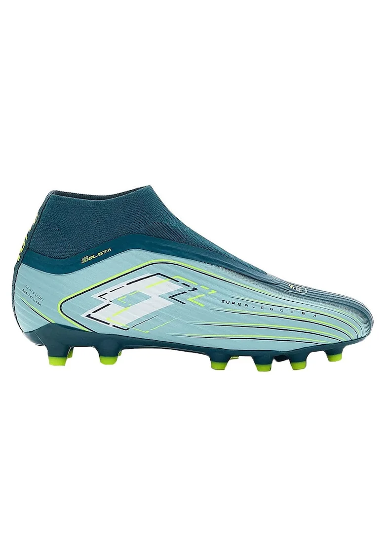 Ghete fotbal  Solista 300 VII Gravity FG, fara sireturi, albastru, material textil