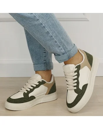 Sneakersi dama crem/verde kaki DCX9691 M2 19273, Crem