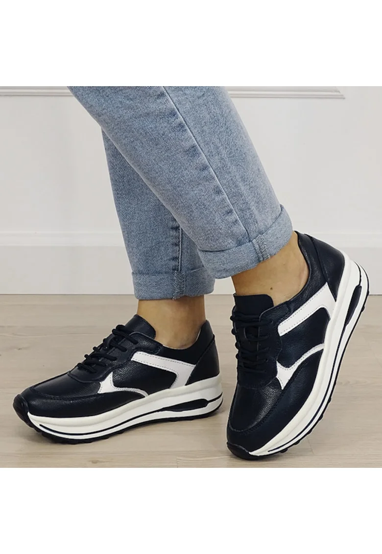 Sneakers bleumarin din piele naturala 5091 M6 19241, Bleumarin