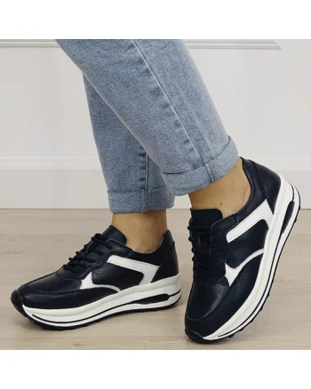 Sneakers bleumarin din piele naturala 5091 M6 19241, Bleumarin