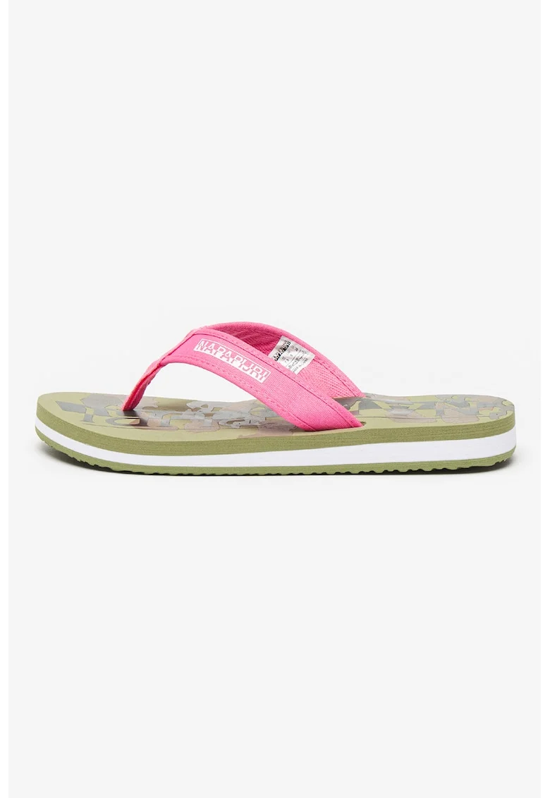 Papuci flip-flop cu logo Stick, Verde/Roz