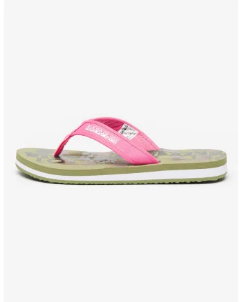 Papuci flip-flop cu logo Stick, Verde/Roz