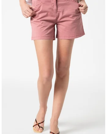 Pantaloni scurti chino cu talie medie Narie, Roz prafuit