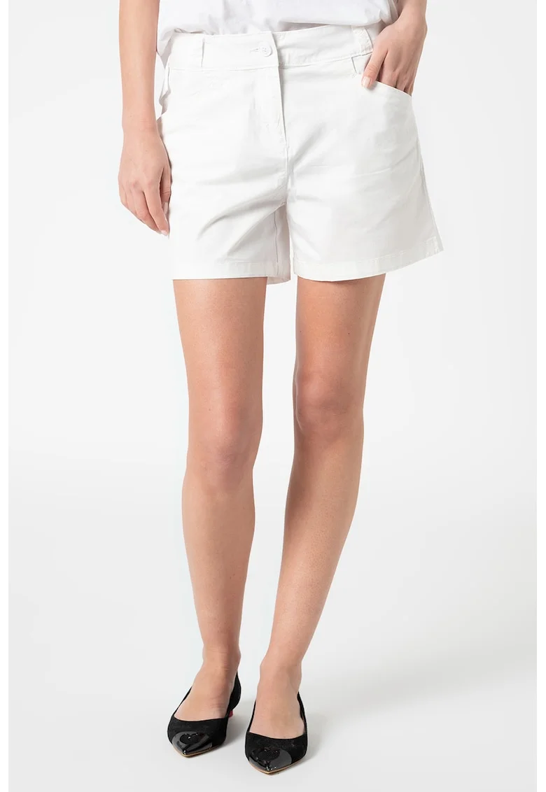 Pantaloni scurti chino cu talie medie Narie, Alb optic