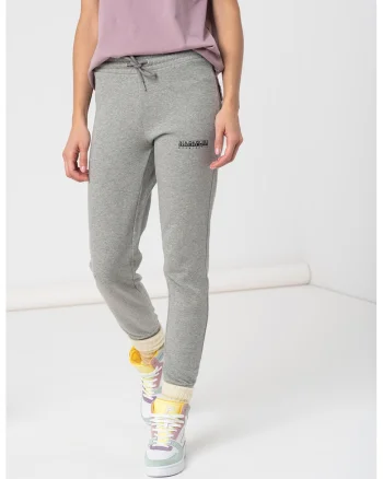 Pantaloni sport slim fit cu logo Box, Gri melange