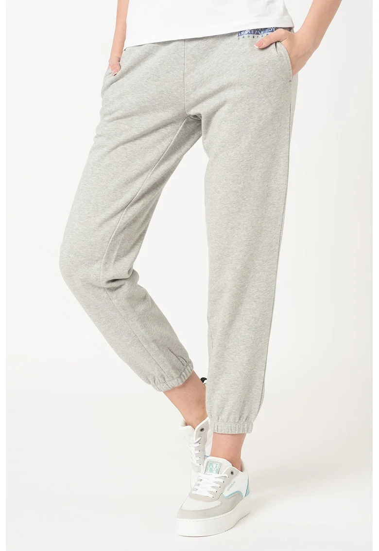 Pantaloni sport cu snur in talie Milea, Gri melange