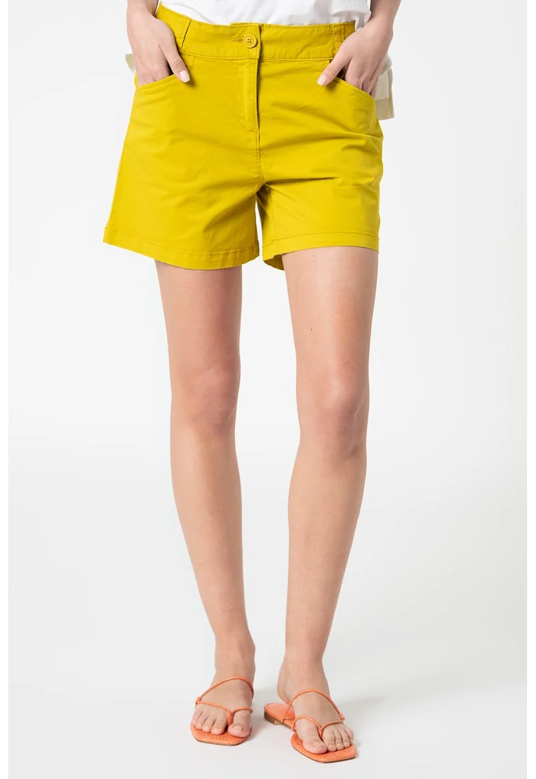 Pantaloni scurti chino cu talie medie Narie, Galben mustar