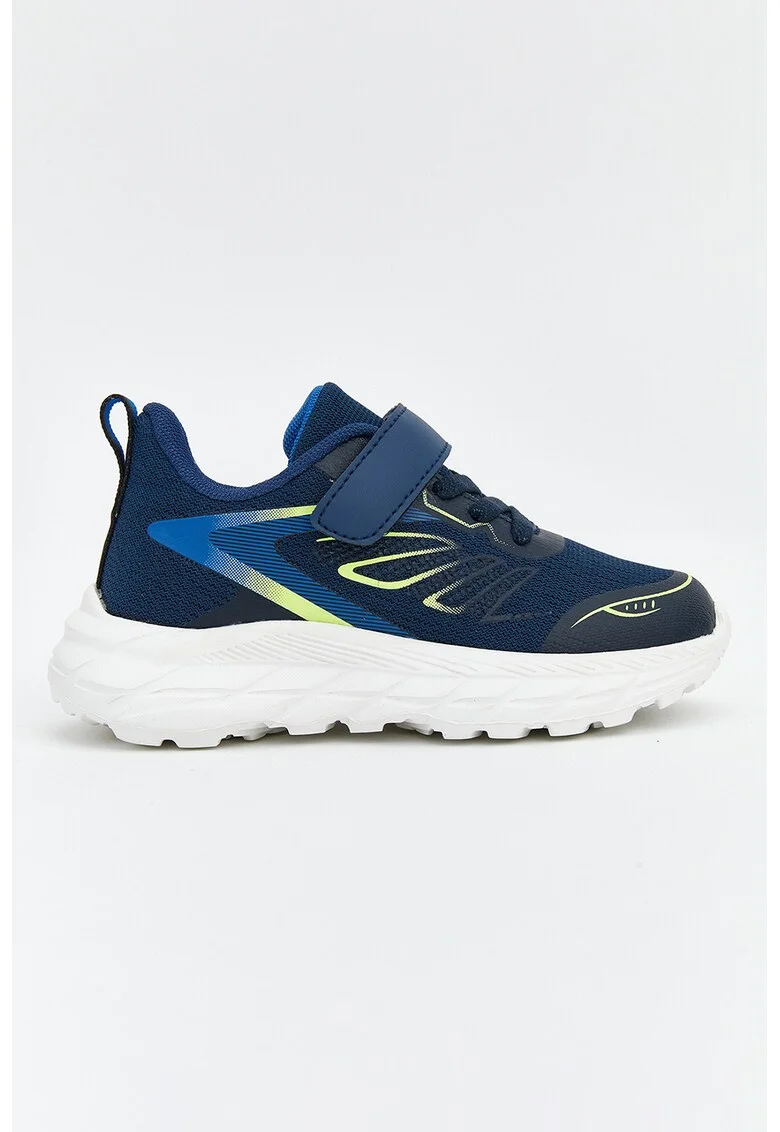 Pantofi sport cu imprimeu si velcro, Verde lime/Bleumarin