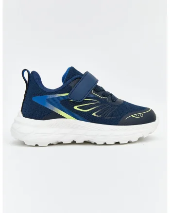 Pantofi sport cu imprimeu si velcro, Verde lime/Bleumarin