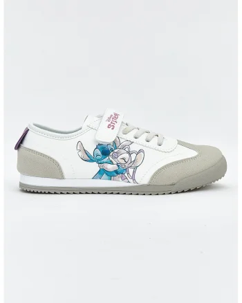 Pantofi sport low-cut cu imprimeu desene, Alb/Albastru deschis/Grej