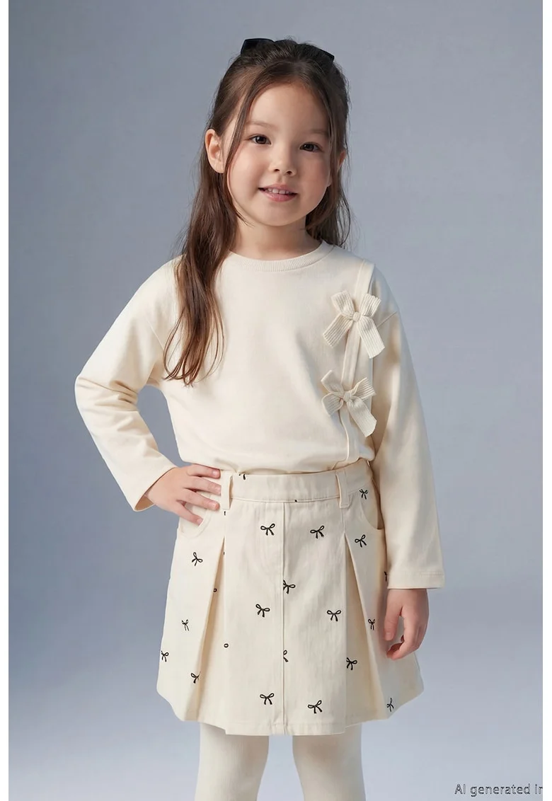 Bluza cu funde decorative, Crem