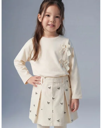 Bluza cu funde decorative, Crem
