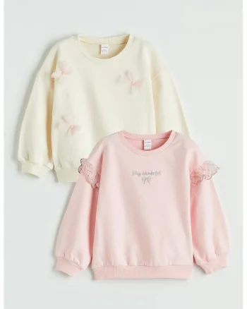 Set de bluze de trening lejere - 2 piese, Roz pastel/Crem