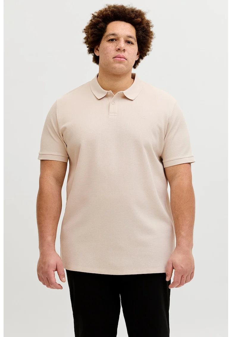 Set de triocuri polo cu model uni - 2 piese, Negru/Bej deschis