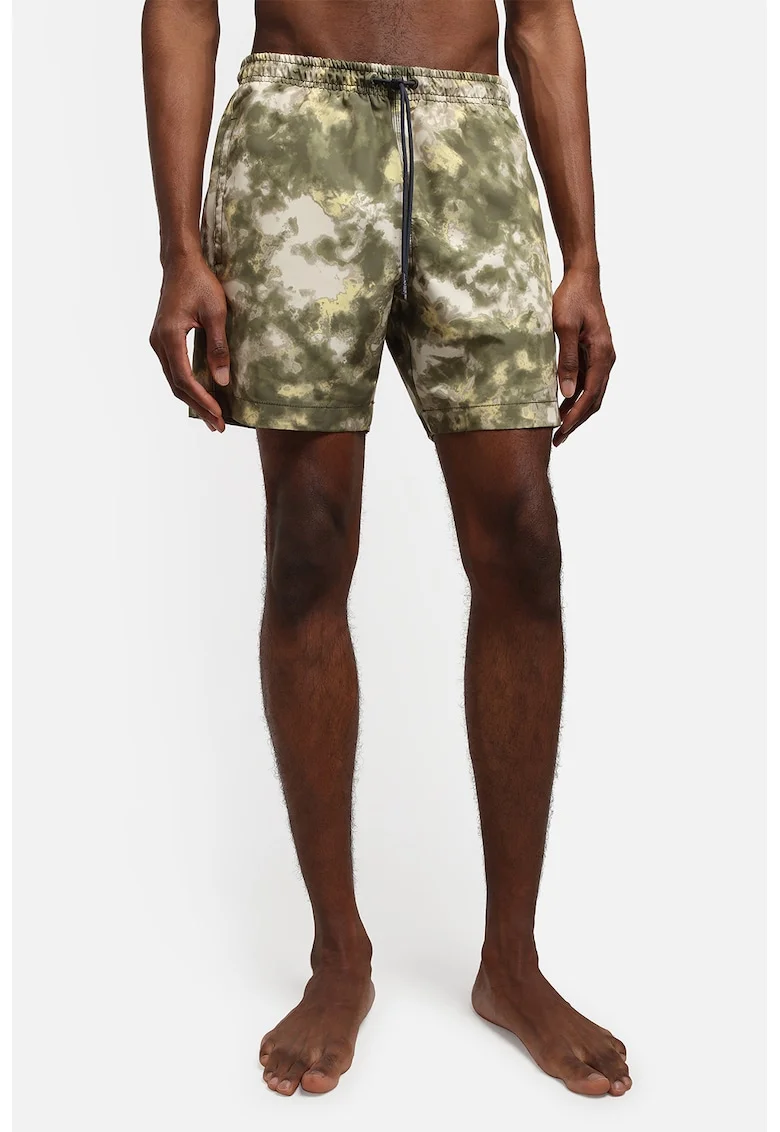 Pantaloni scurti de baie cu model, Bej/Kaki
