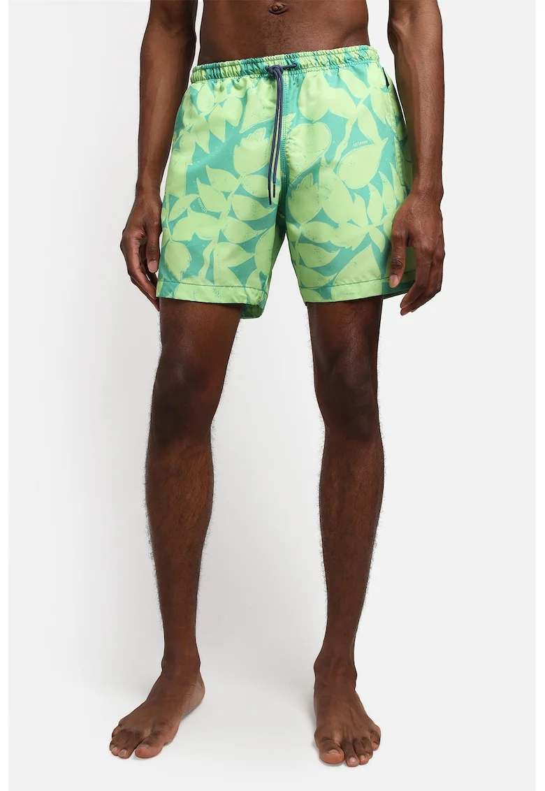 Pantaloni scurti de baie cu model, Verde deschis