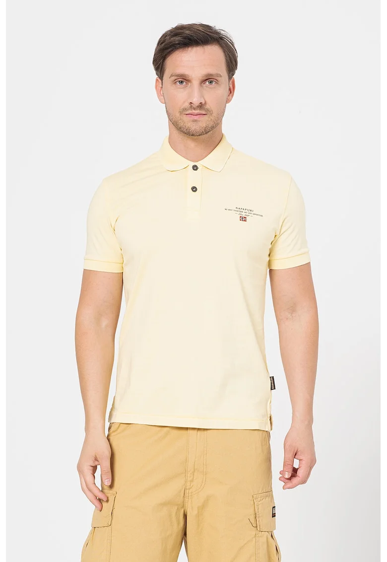 Tricou polo cu logo Elbas, Galben pal
