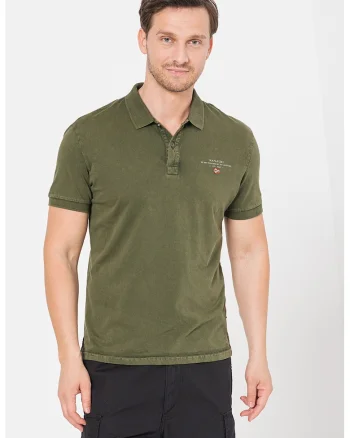 Tricou polo cu logo Elbas, Verde inchis