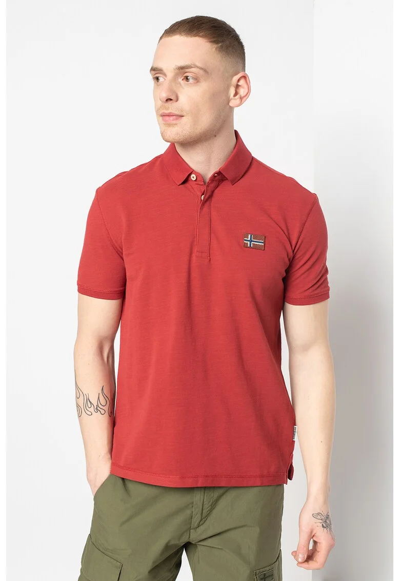 Tricou polo de pique din bumbac organic Ebea, Rosu inchis