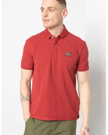 Tricou polo de pique din bumbac organic Ebea, Rosu inchis