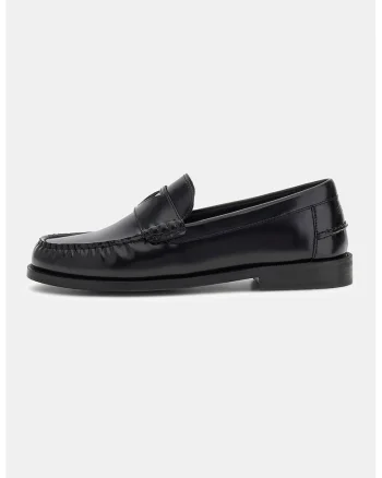 Pantofi loafer uni din piele, Negru