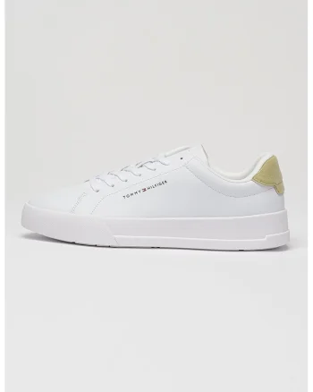 Pantofi sport Court din piele cu logo, Verde pal/Alb optic