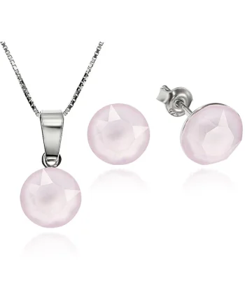 Set Argint 925 placat cu rodiu cu cristale Swarovski® Xirius Powder Rose 8mm Surub + Lant