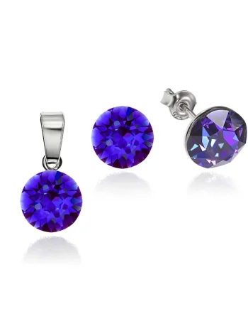 Set Argint 925 placat cu rodiu cu cristale Swarovski® 8mm, Mov