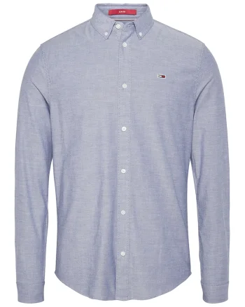 Camasa slim fit din amestec de bumbac organic, Alb/Albastru