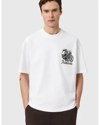 Tricou lejer cu imprimeu pe partea din spate, Alb