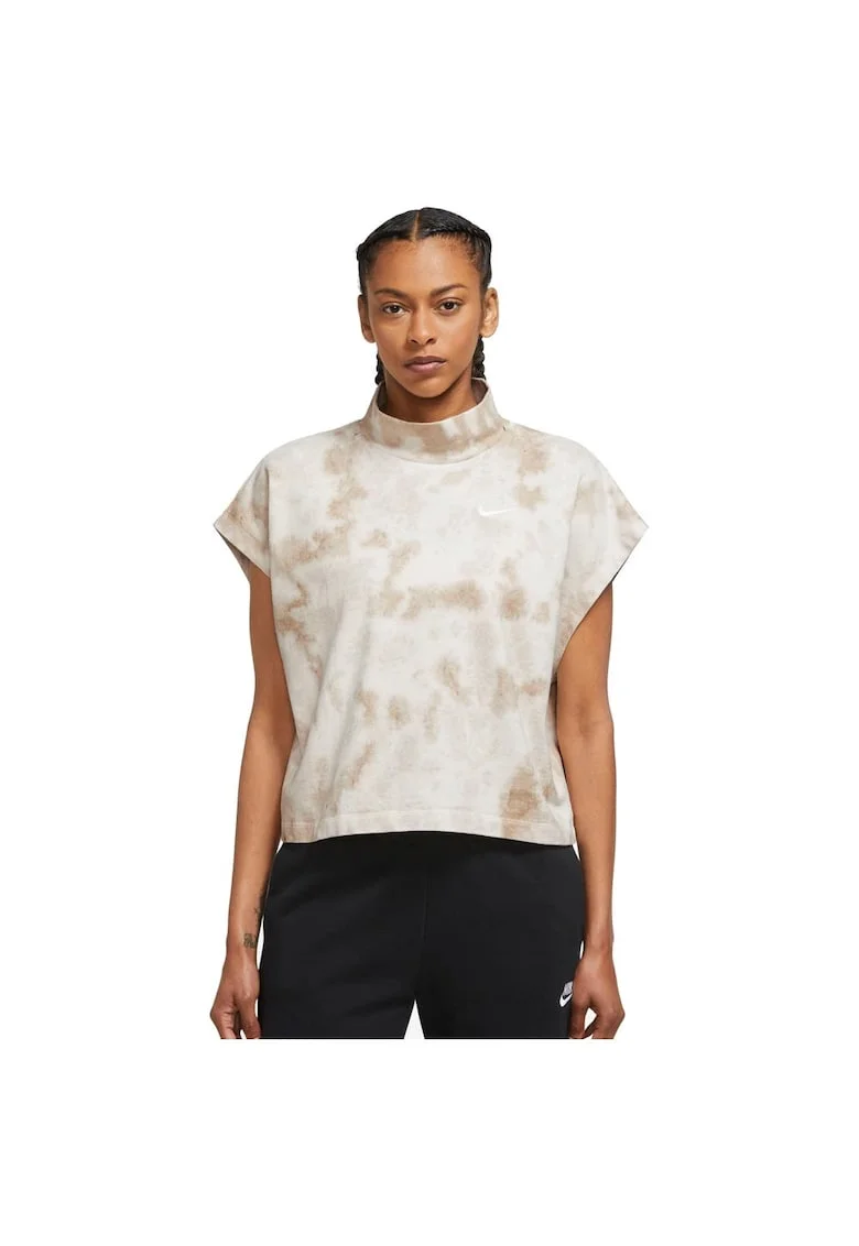 Tricou sport  model Sportswear, croiala lejera, design abstract, bej, bumbac