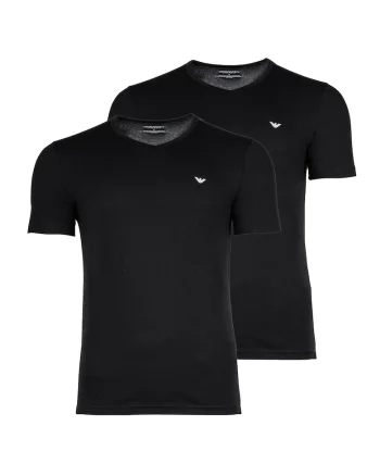 Set de tricouri regular fit cu decolteu in V, Negru