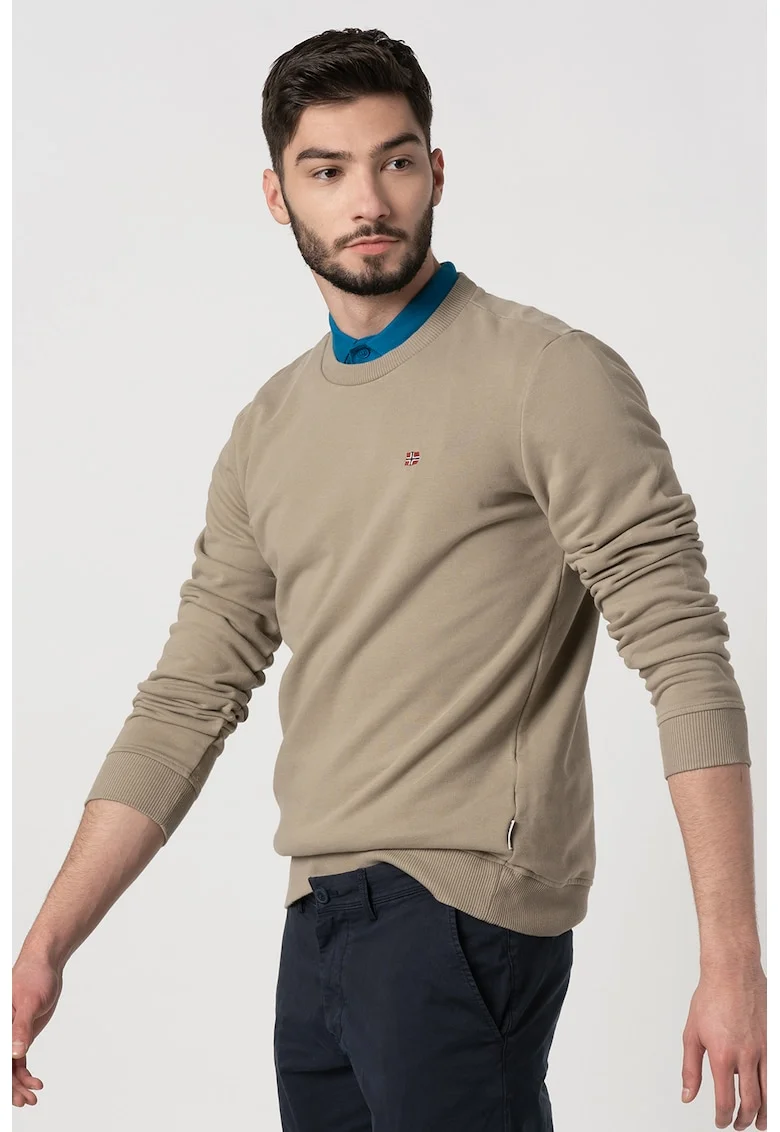 Bluza sport cu decolteu la baza gatului si broderie logo pe piept Balis, Grej