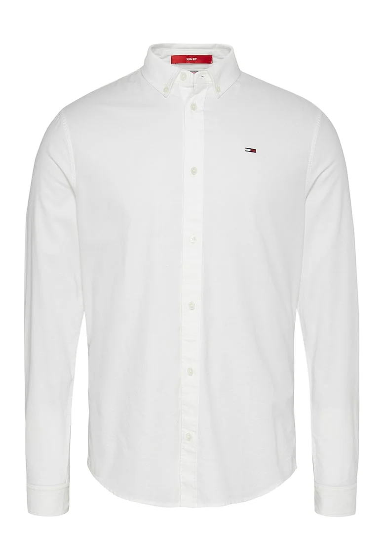Camasa slim fit din amestec de bumbac organic, Alb