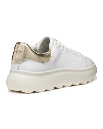 Pantofi sport de piele cu talpa masiva, Alb/Auriu
