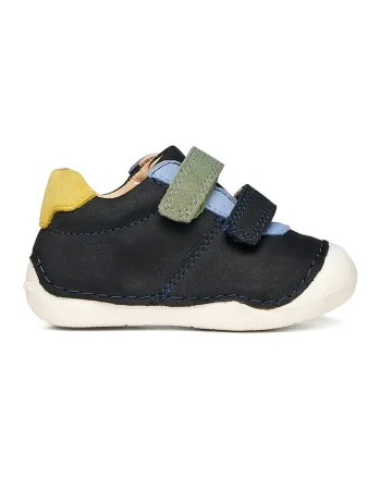 Pantofi Tutim de piele nabuc si piele intoarsa cu velcro, Verde/Albastru ultramarin