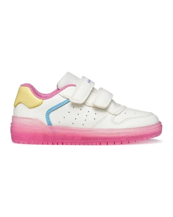 Pantofi sport Washiba de piele ecologica cu model colorblock, Alb/Roz